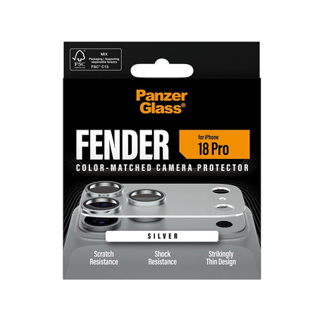 PanzerGlass iPhone 18 Pro Kameraskydd Fender Silver