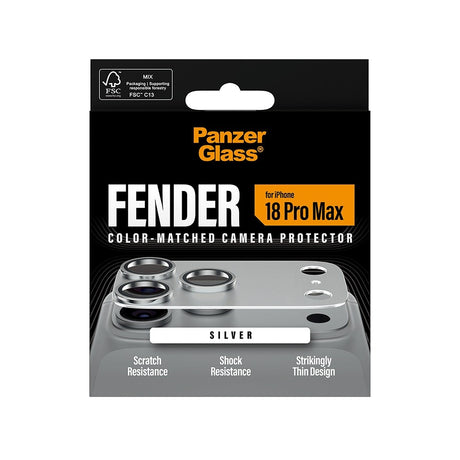 PanzerGlass iPhone 18 Pro Max Kameraskydd Fender Silver