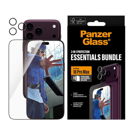 PanzerGlass iPhone 18 Pro Max Skärmskydd & Kameraskydd 2-in-1 Essentials Bundle