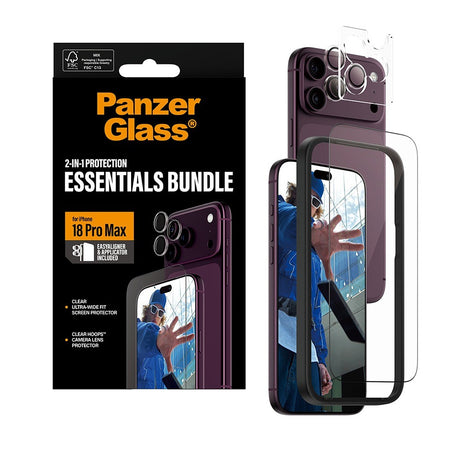 PanzerGlass iPhone 18 Pro Max Skärmskydd & Kameraskydd 2-in-1 Essentials Bundle