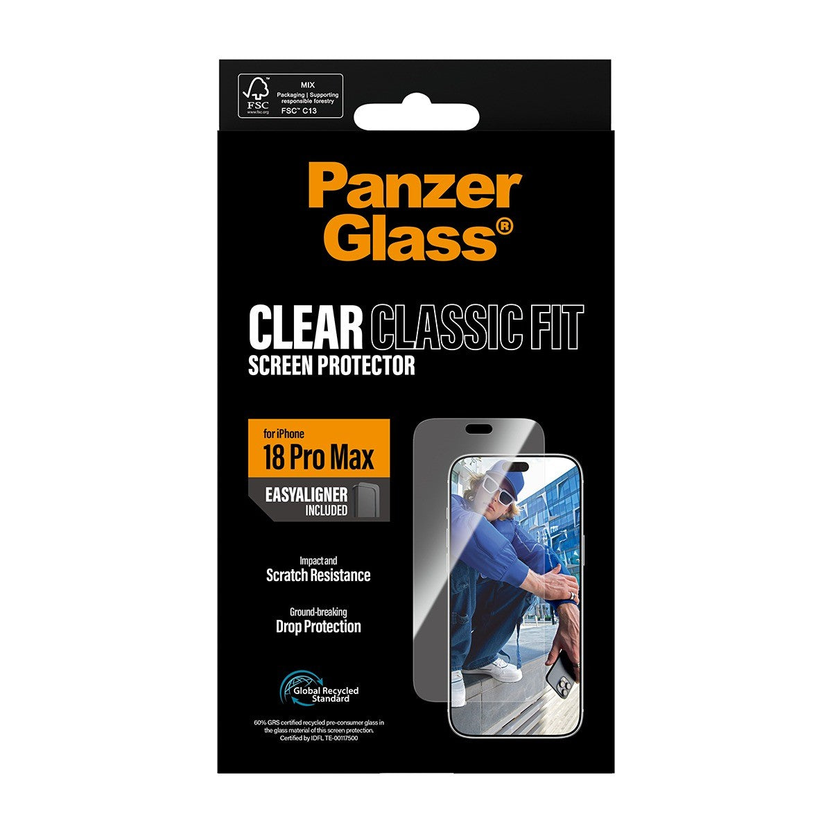 PanzerGlass iPhone 18 Pro Max Skärmskydd Classic Fit EasyAligner