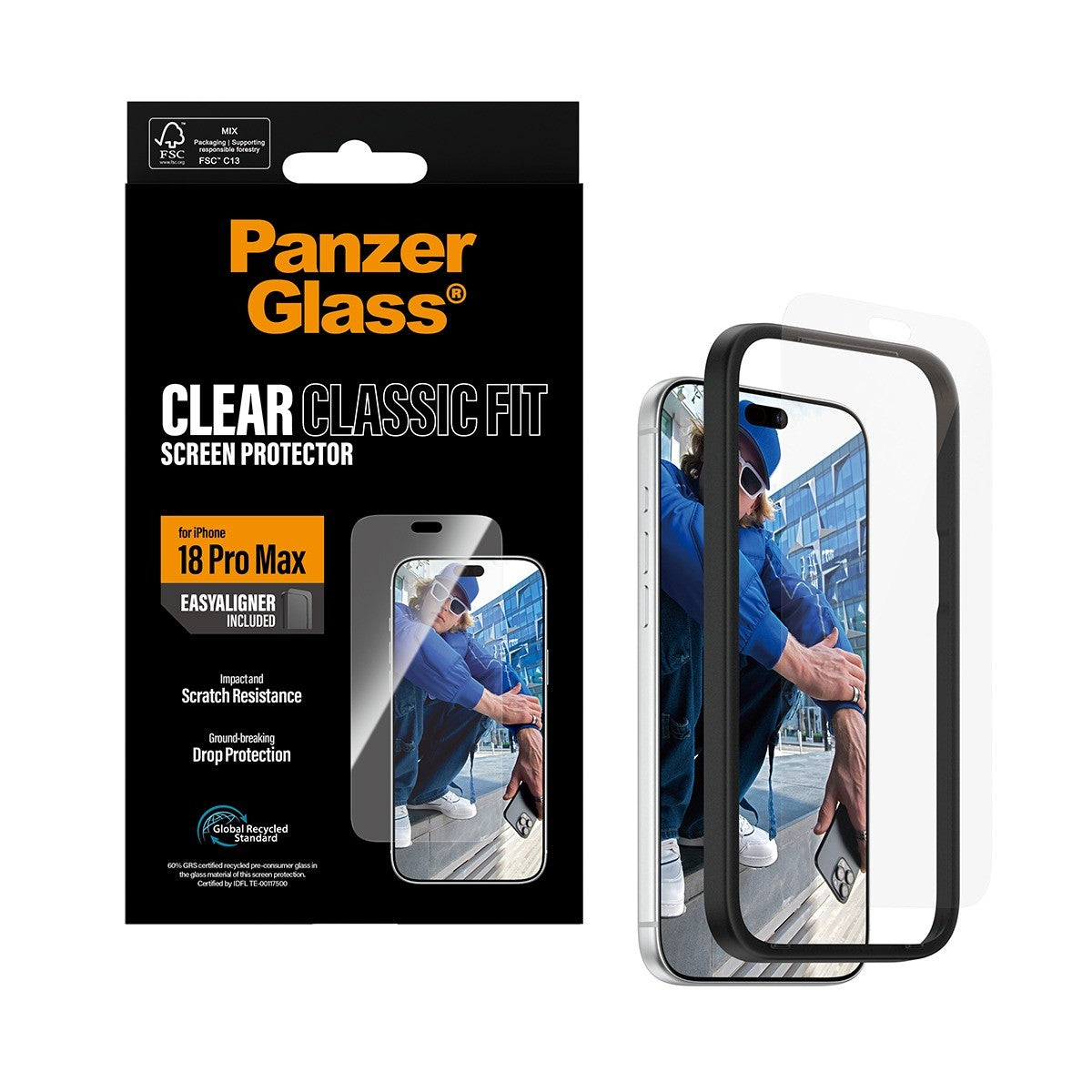 PanzerGlass iPhone 18 Pro Max Skärmskydd Classic Fit EasyAligner