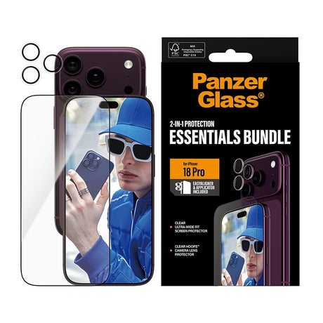 PanzerGlass iPhone 18 Pro Skärmskydd & Kameraskydd 2-in-1 Essentials Bundle