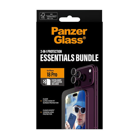PanzerGlass iPhone 18 Pro Skärmskydd & Kameraskydd 2-in-1 Essentials Bundle