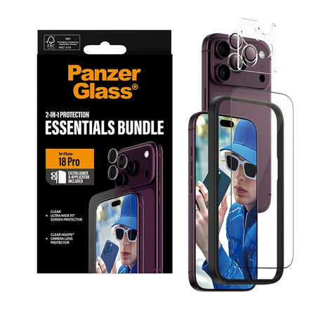 PanzerGlass iPhone 18 Pro Skärmskydd & Kameraskydd 2-in-1 Essentials Bundle