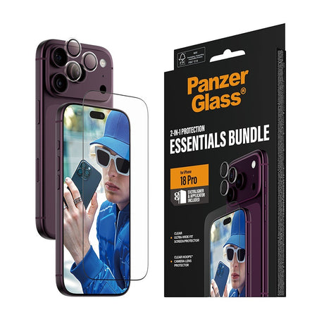 PanzerGlass iPhone 18 Pro Skärmskydd & Kameraskydd 2-in-1 Essentials Bundle