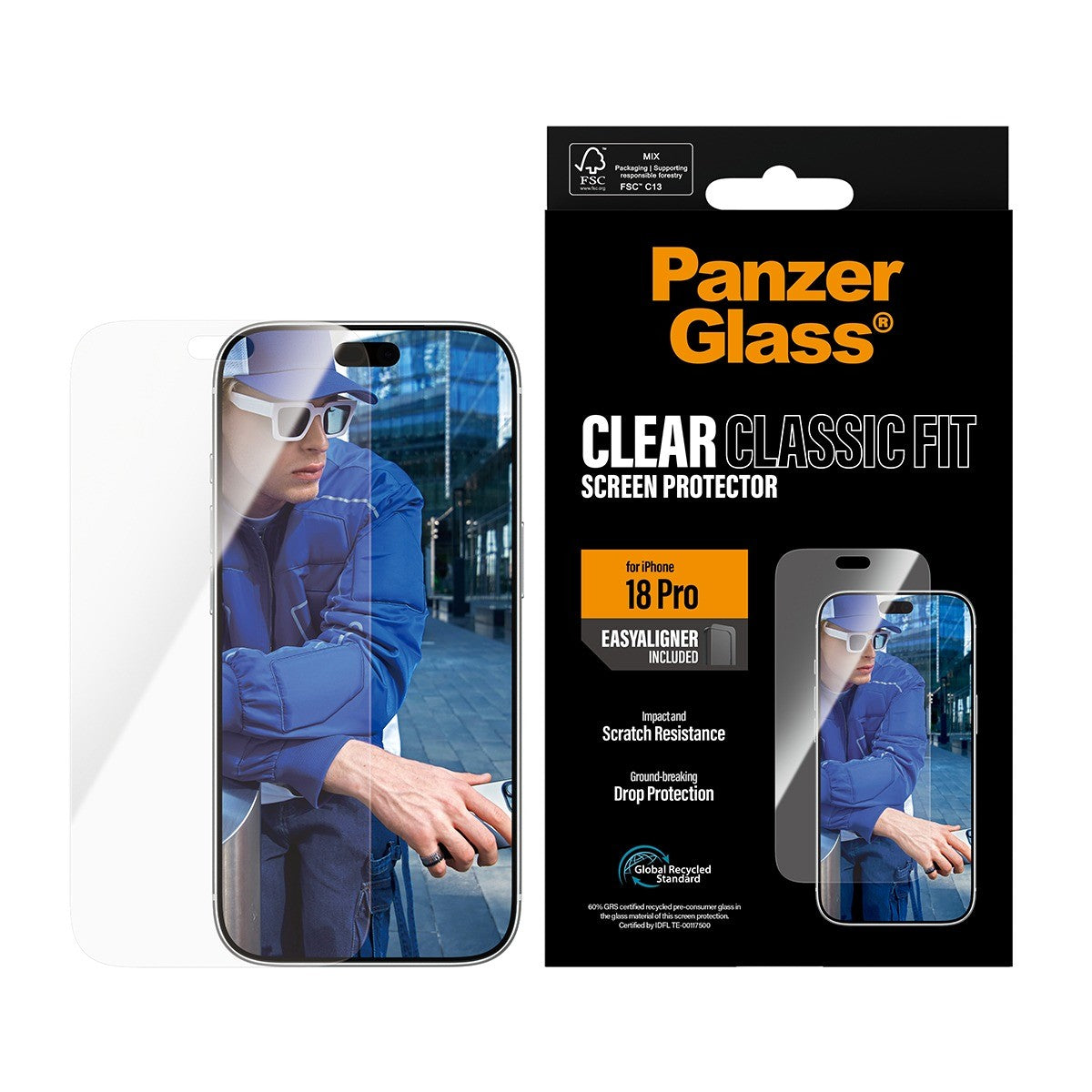 PanzerGlass iPhone 18 Pro Skärmskydd Classic Fit EasyAligner