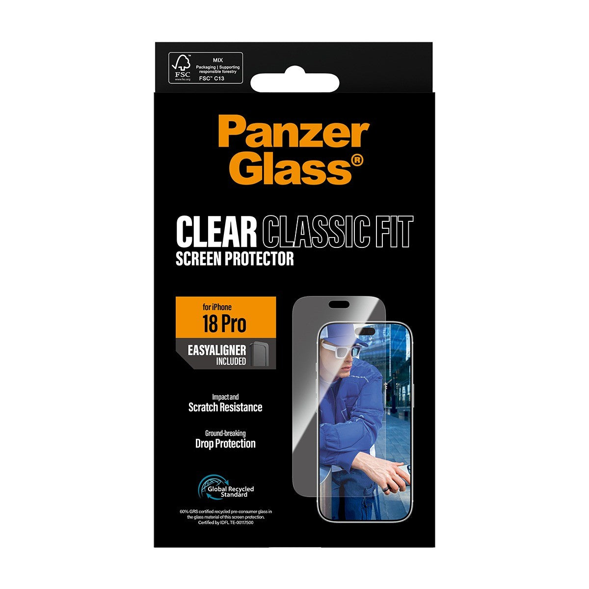 PanzerGlass iPhone 18 Pro Skärmskydd Classic Fit EasyAligner