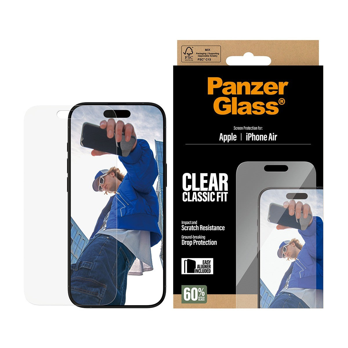 PanzerGlass iPhone Air Skärmskydd Classic Fit EasyAligner
