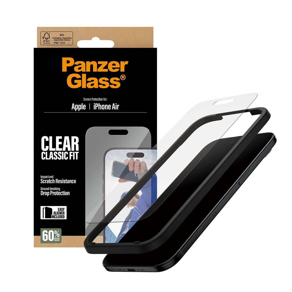 PanzerGlass iPhone Air Skärmskydd Classic Fit EasyAligner