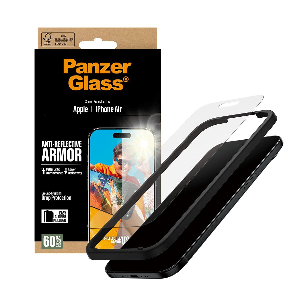 PanzerGlass iPhone Air Skärmskydd Ultra-Wide Fit Anti-reflective EasyAligner