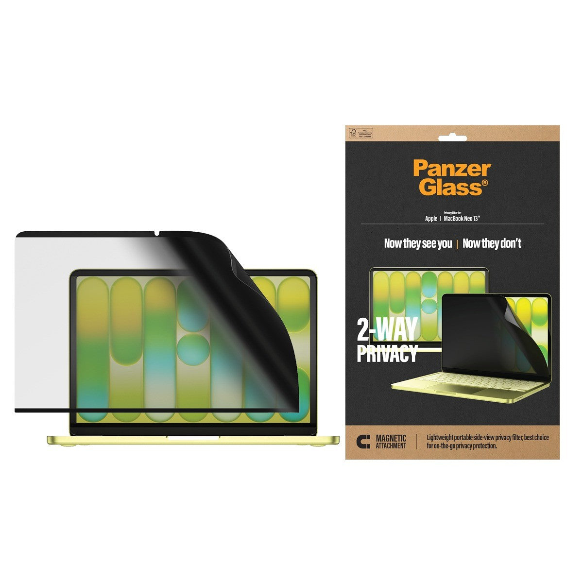 PanzerGlass MacBook Neo 13 Skärmskydd Magnetic 2-Way Privacy Film