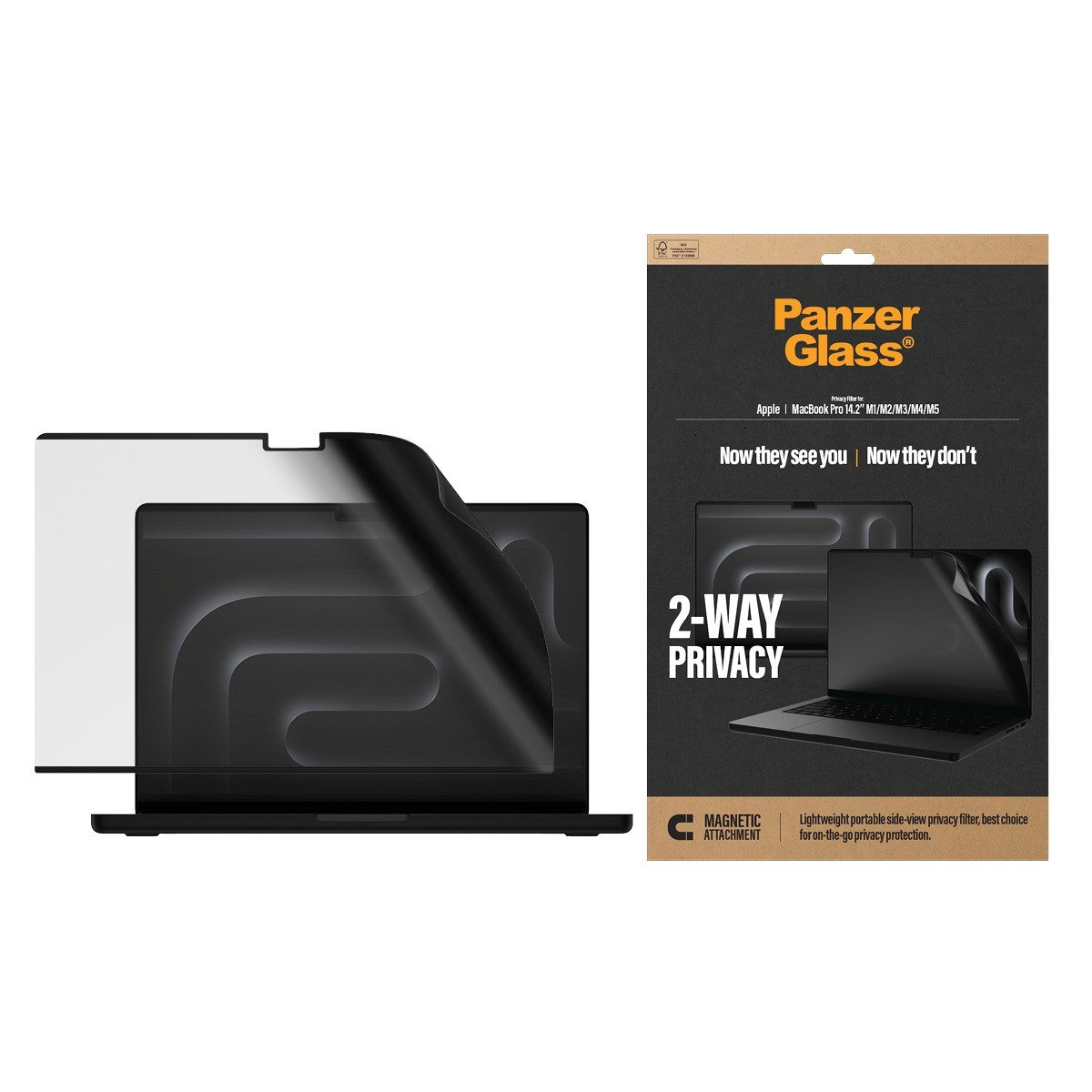 PanzerGlass MacBook Pro 14 M1-M5 Skärmskydd Magnetic 2-Way Privacy Film