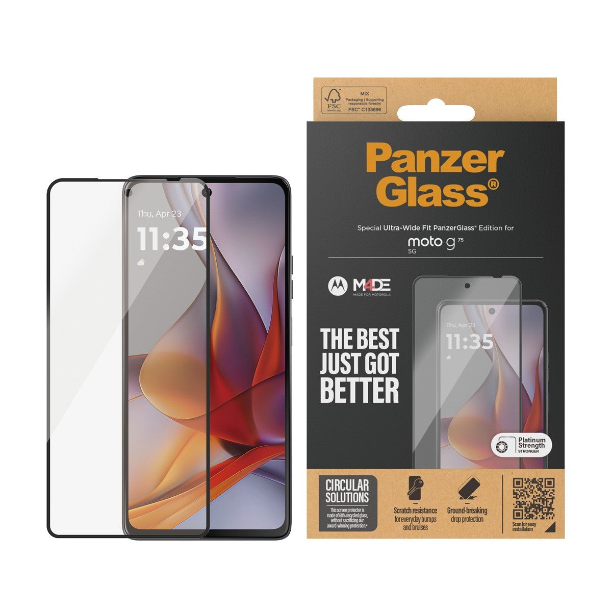 PanzerGlass Motorola Moto G75 Skärmskydd Ultra-Wide Fit