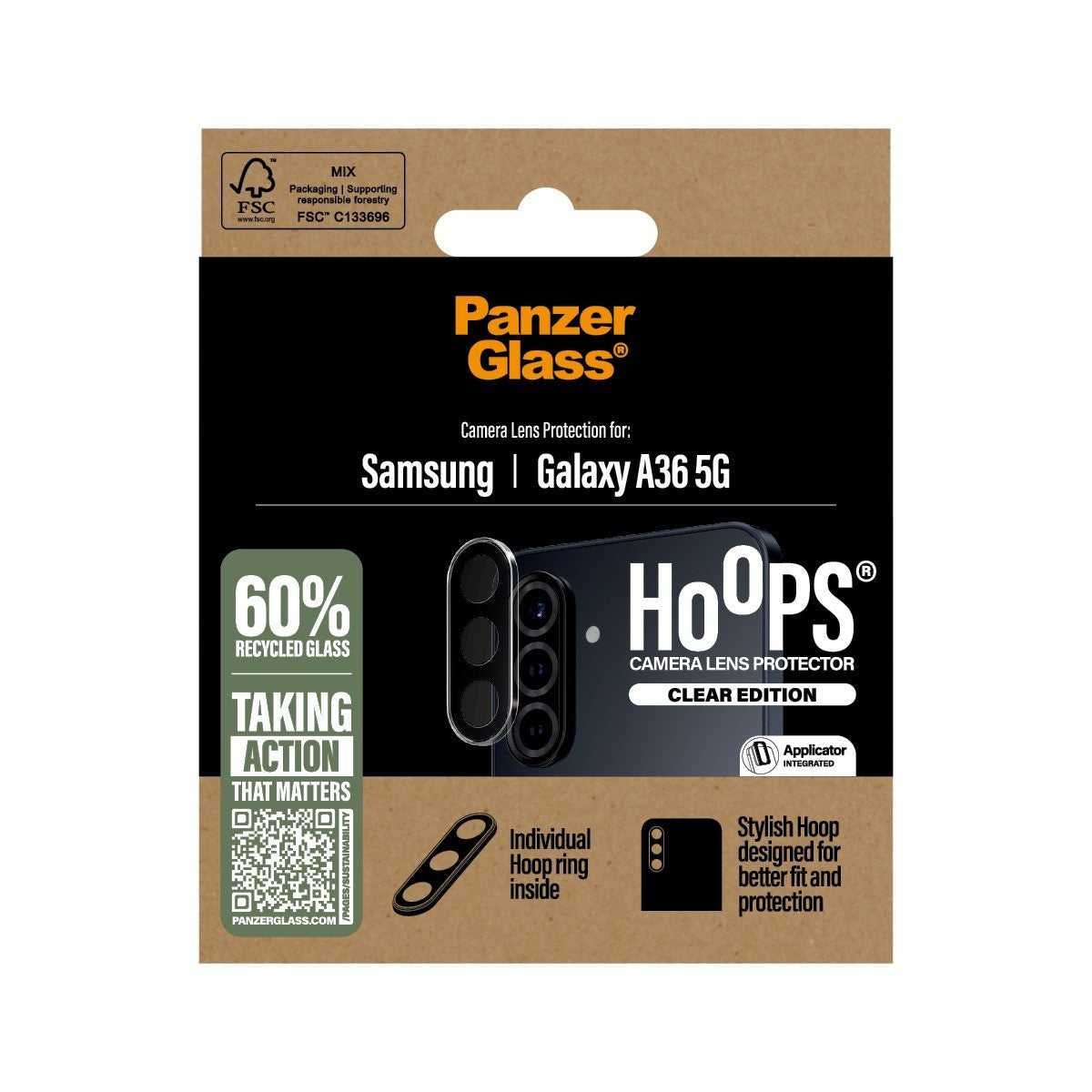 PanzerGlass Samsung Galaxy A36 Kameraskydd Hoops Transparent
