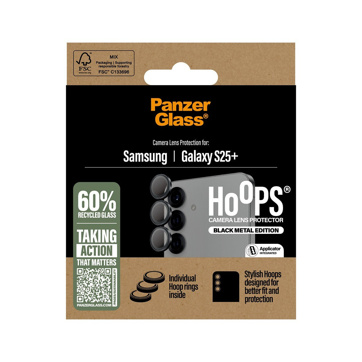 PanzerGlass Samsung Galaxy S25 Plus Kameraskydd Hoops Svart