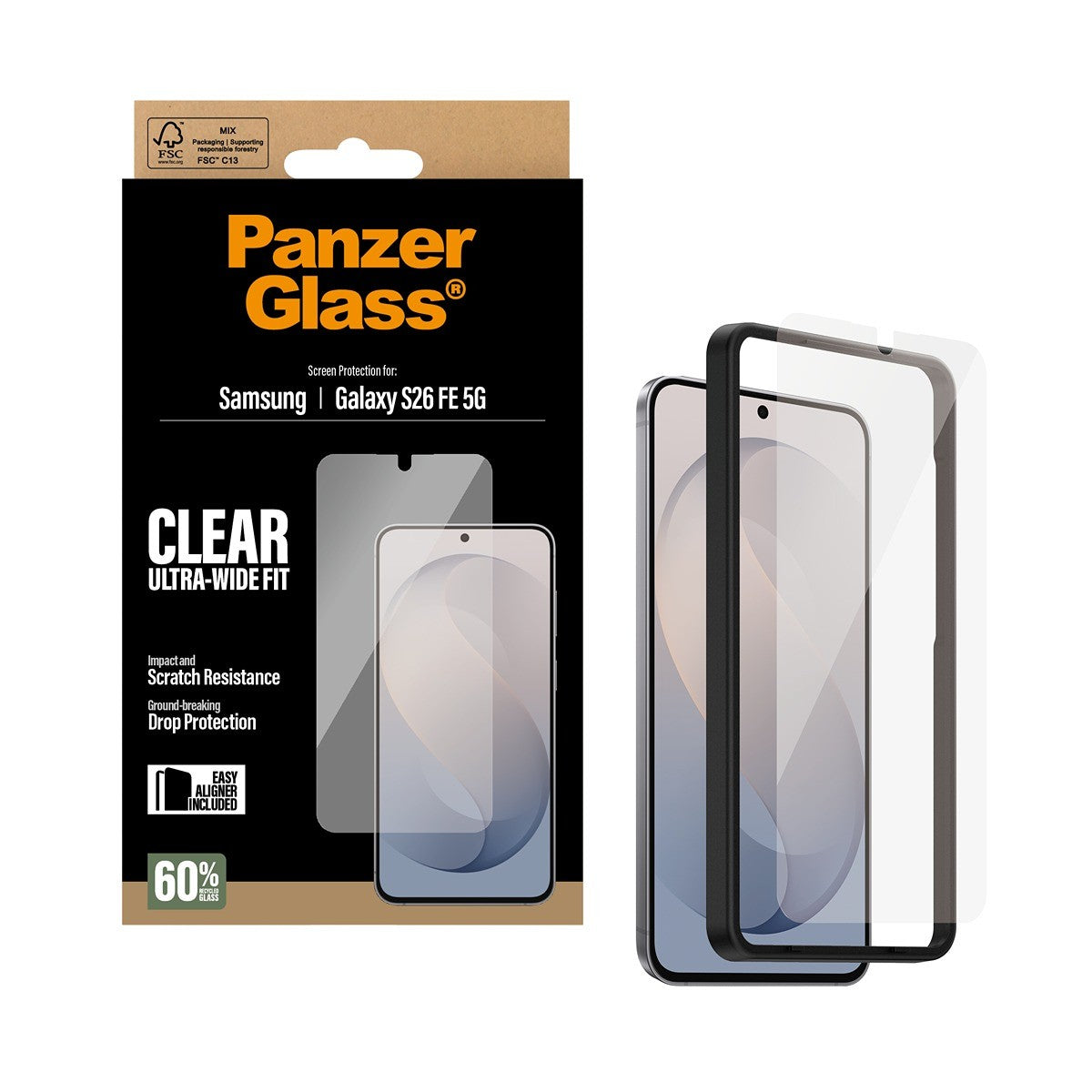 PanzerGlass Samsung Galaxy S26 FE Skärmskydd Ultra-Wide Fit EasyAligner