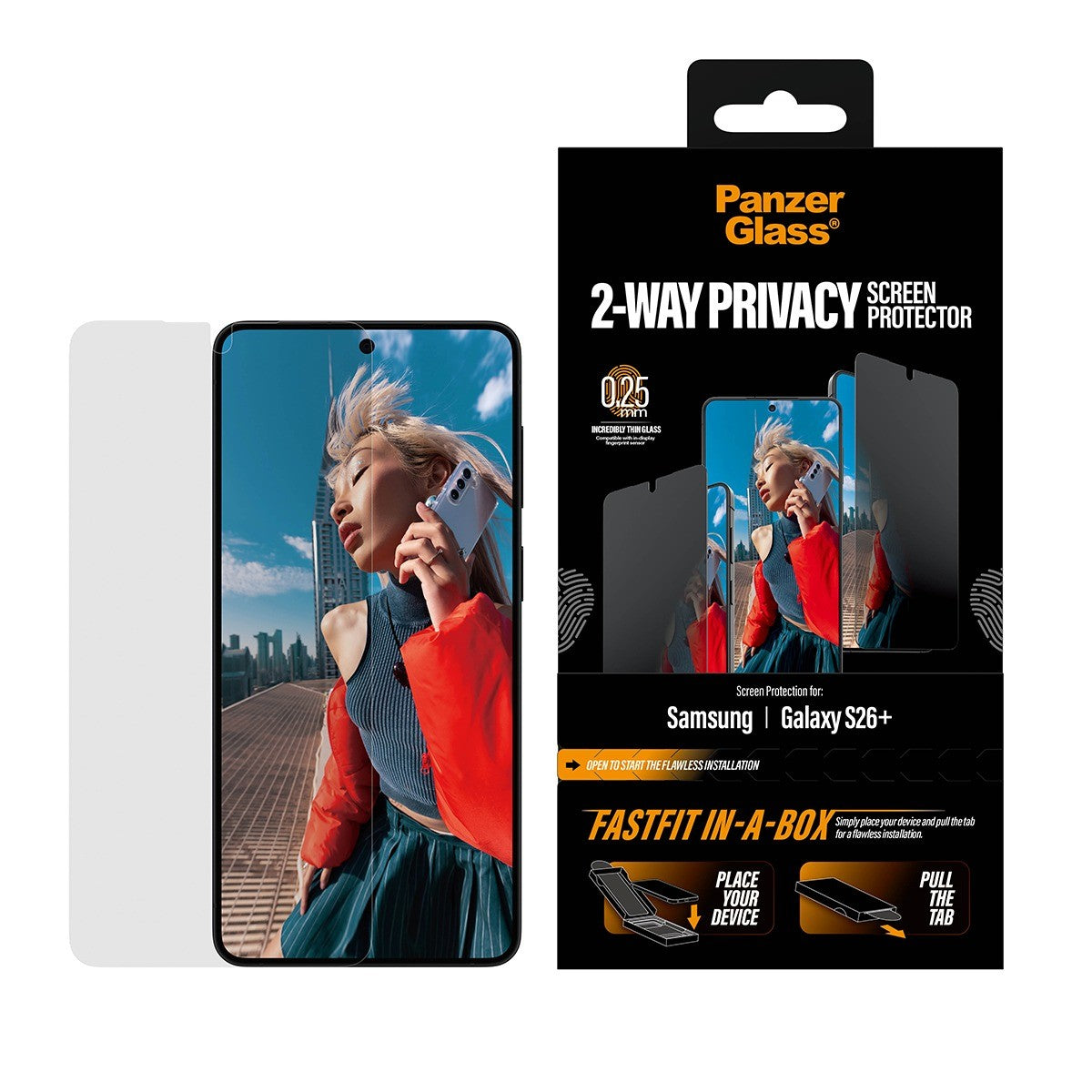PanzerGlass Samsung Galaxy S26 Plus Skärmskydd Ultra-Wide Fit Privacy Fastfit