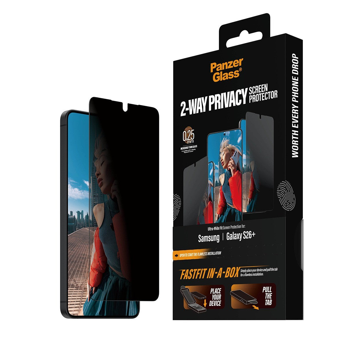 PanzerGlass Samsung Galaxy S26 Plus Skärmskydd Ultra-Wide Fit Privacy Fastfit