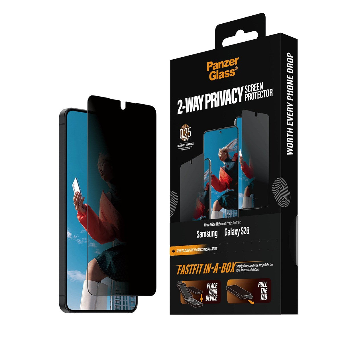 PanzerGlass Samsung Galaxy S26 Skärmskydd Ultra-Wide Fit Privacy Fastfit