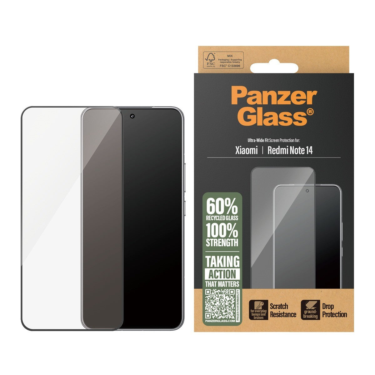 PanzerGlass Xiaomi Redmi Note 14 Skärmskydd Ultra-Wide Fit