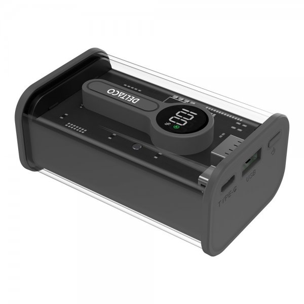 Deltaco Powerbank Transparent 10 000 mAh Fast Charge Svart