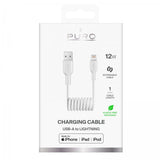 Puro Kabel Spiral Lightning till USB-A 1m Vit