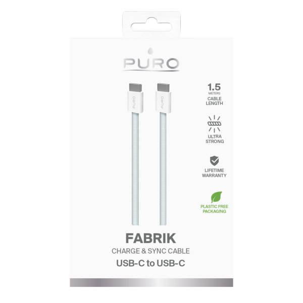 Puro Kabel Fabrik 2.0 60W USB-C till USB-C 1.5m Ljusblå