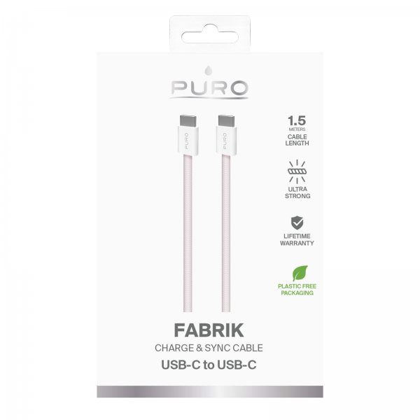 Puro Kabel Fabrik 2.0 60W USB-C till USB-C 1.5m Rosa