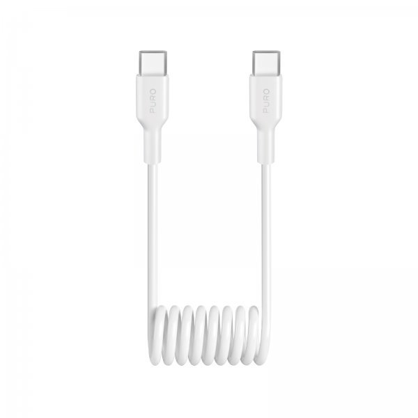 Puro Kabel Spiral USB-C till USB-C 1m Vit