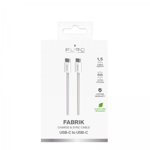 Puro Kabel Fabrik 2.0 60W USB-C till USB-C 1.5m Sandshell