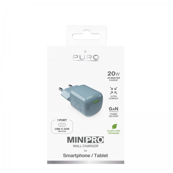 Puro Laddare MiniPro GaN USB-C 20W Grön