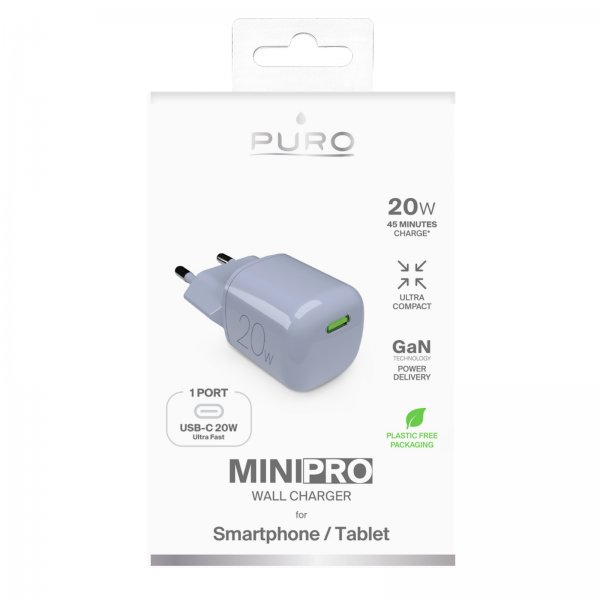 Puro Laddare MiniPro GaN USB-C 20W Blå