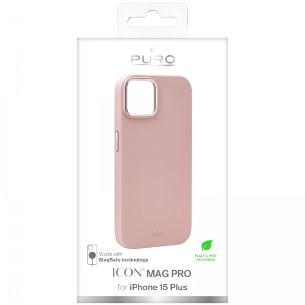 Puro iPhone 15 Plus Skal ICON Mag Pro Rosa