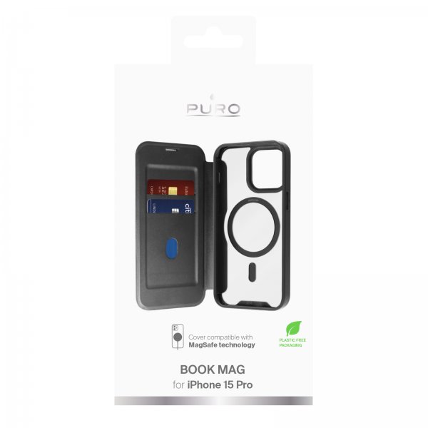 Puro iPhone 15 Pro Fodral Book Mag Svart