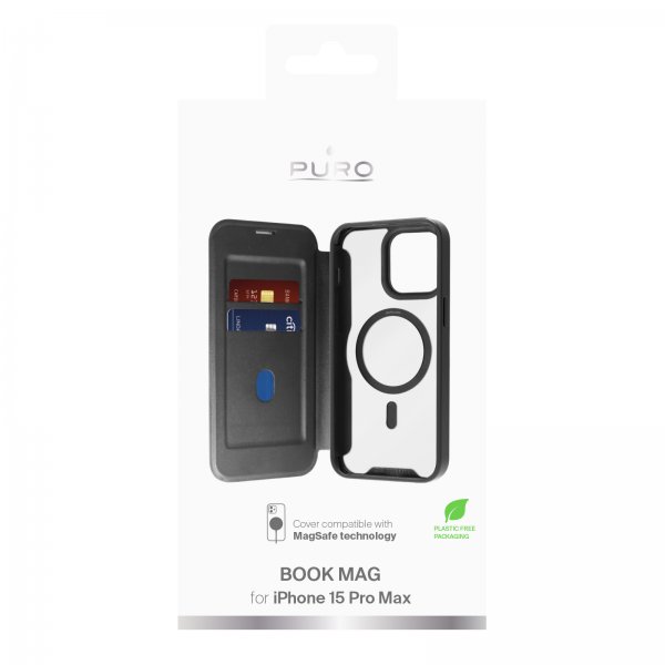 Puro iPhone 15 Pro Max Fodral Book Mag Svart