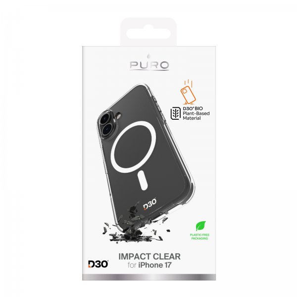 Puro iPhone 17 Skal Impact Clear D3O MagSafe Transparent