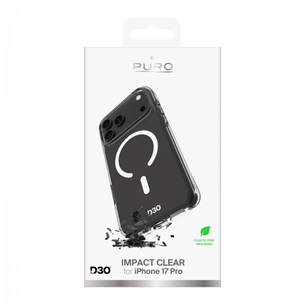Puro iPhone 17 Pro Skal Impact Clear D3O MagSafe Transparent