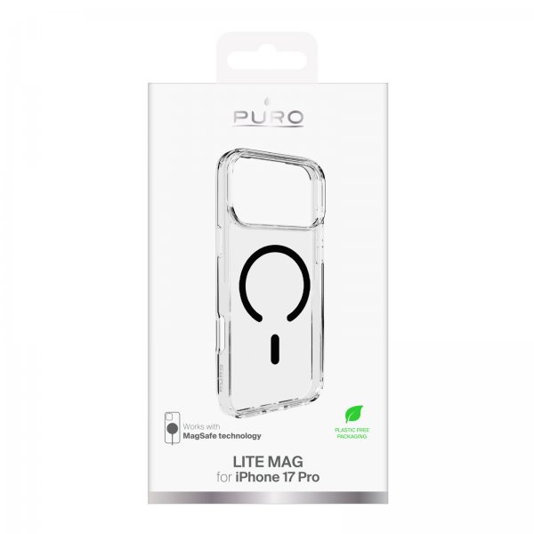 Puro iPhone 17 Pro Skal Lite Mag Transparent Svart