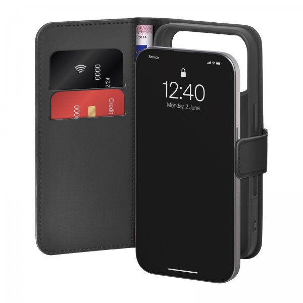 Puro iPhone 18 Pro Max Fodral Wallet Stand Svart