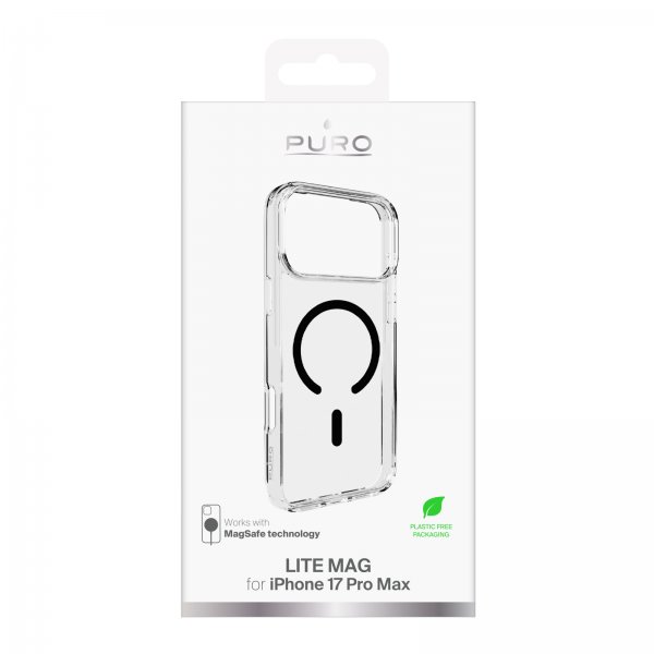 Puro iPhone 17 Pro Max Skal Lite Mag Transparent Svart