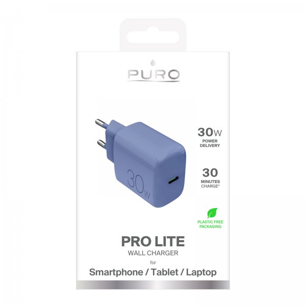 Puro Laddare Pro Lite 30W USB-C Ljusblå