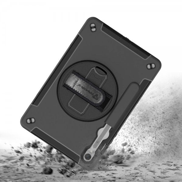 Armor-X Samsung Galaxy Tab S9 FE Skal Rainproof Rugged Case Hand Strap Kickstand