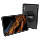 Armor-X Samsung Galaxy Tab S9 Ultra Skal Rainproof Rugged Case Hand Strap Kickstand