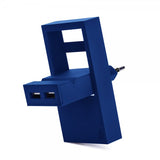 Usbepower ROCK dubbel USB-laddare - 2-i-1 Fickladdare Blå