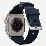 Nomad Apple Watch 44/45/46mm/Apple Watch Ultra Armband Rugged Band Silver Hardware Atlantic Blue