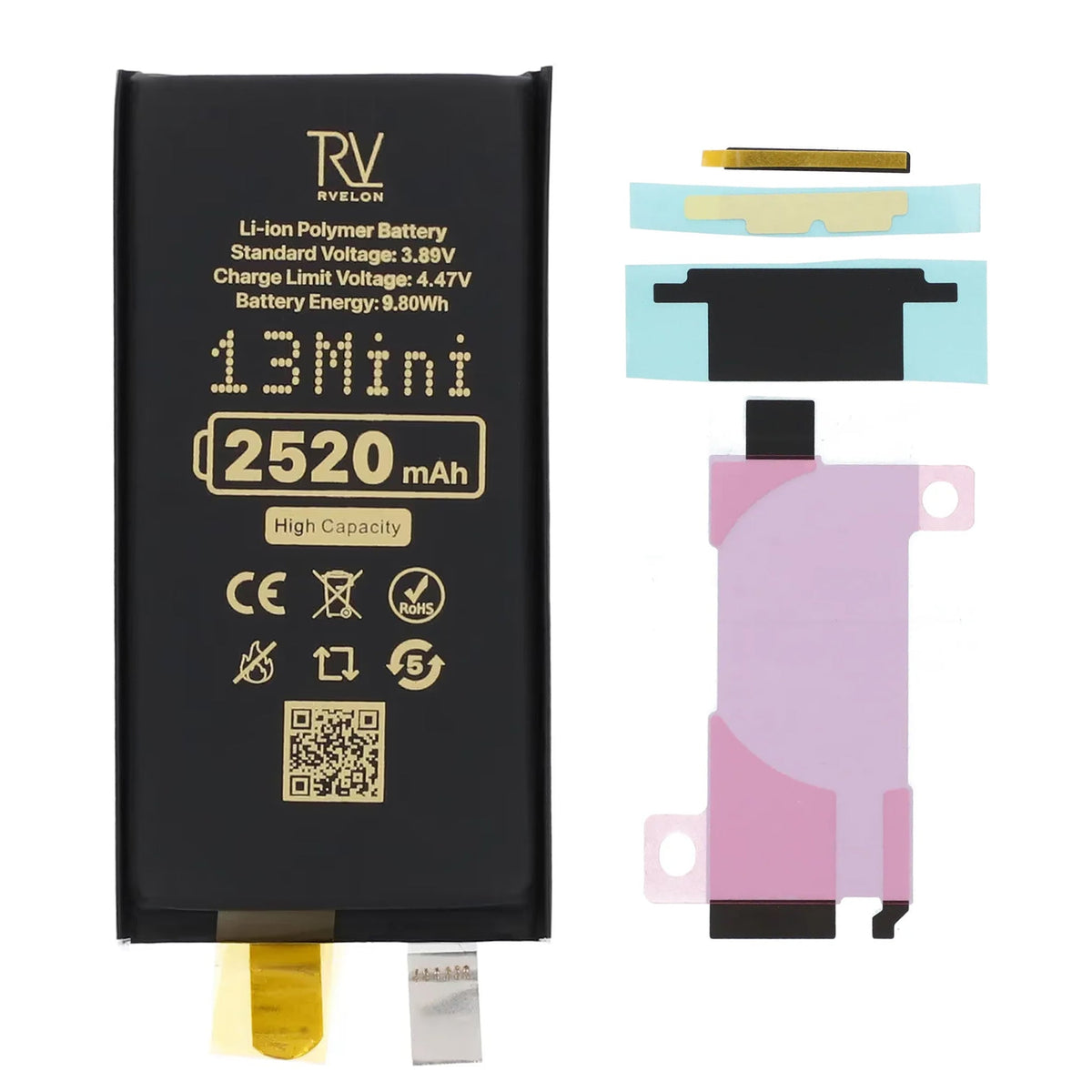 Rvelon Batteri till iPhone 13 mini 2520mAh utan Flexkabel