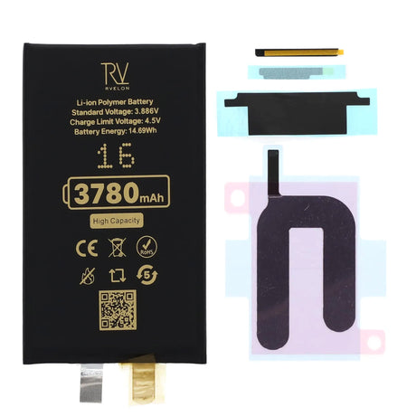 Rvelon Batteri till iPhone 16 3700mAh utan Flexkabel