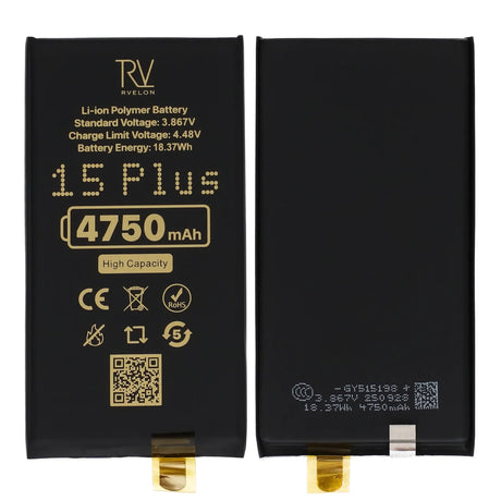 Rvelon Batteri till iPhone 15 Plus 4750mAh utan Flexkabel