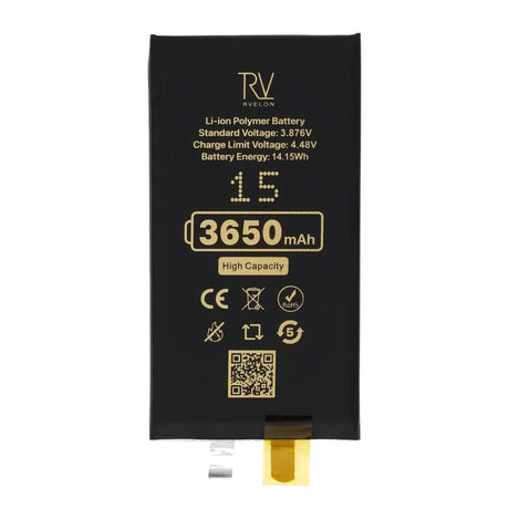 Rvelon Batteri till iPhone 15 3650mAh utan Flexkabel